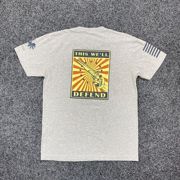 Grunt Style Other - Grunt Style T-Shirt Mens Gray Short Sleeve Defend Gun Print Size Medium